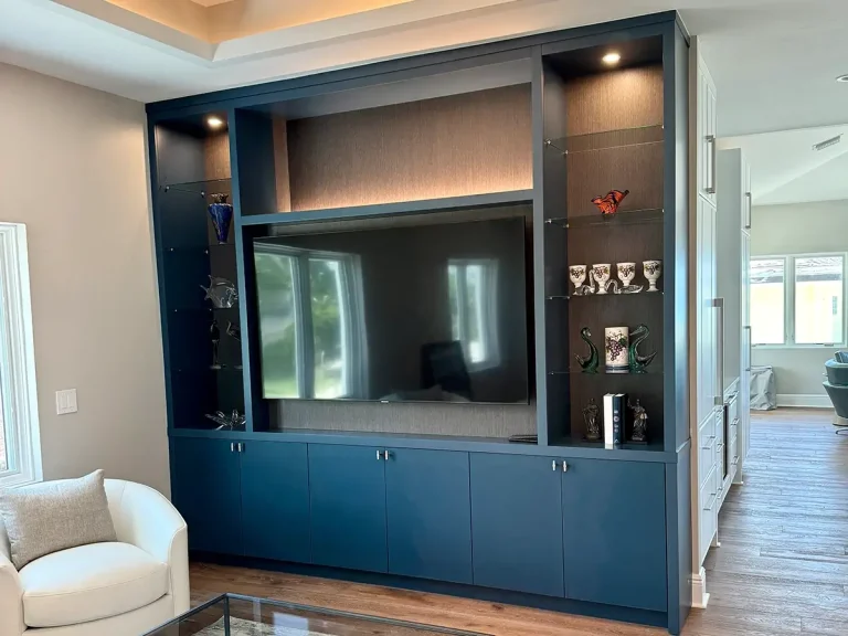 Long Entertainment Center in Blue TV unit